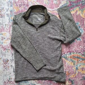 Canyon Guide Men’s Heathered Gray Knit Quarter-Zip Pullover Sweater - Size L
